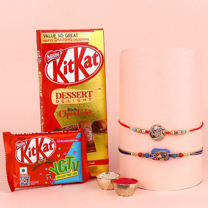 Rakhi with fusion chocolates gift hamper for Raksha Bandhan. India’s Largest Pooja Accessories Brand – www.satvikstore.in
