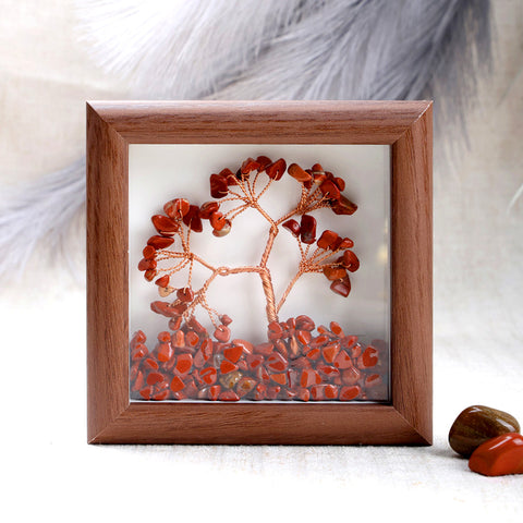 Red Jasper Tree with Frame Decorative Spiritual Piece