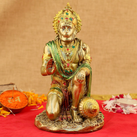 7 Inch Resin Hanuman Ji Idol – Symbol of Divine Strength and Protection for Home Temple, Office Desk, or Spiritual Gifting. No.1 Brass Idol Store www.satvikstore.in 
