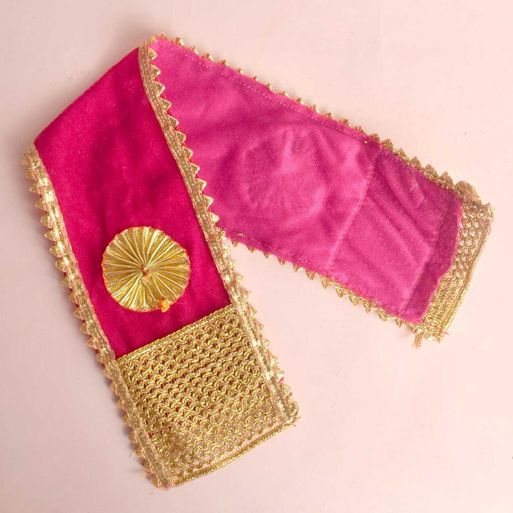 Sacred pink Angvastra Patka Dupatta available in 15, 23, and 32 inches, ideal for spiritual rituals, temple ceremonies, and traditional wear. India’s Largest Pooja Accessories Brand – www.satvikstore.in