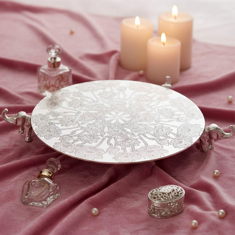 Silver Elephant Platter Decorative Serving and Pooja Tray for Home and Office India’s Largest Puja Accessories Brand- www.satvikstore.in