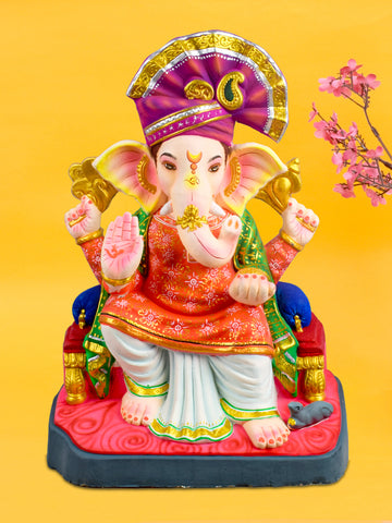 26 Inch Lal Bagh Ke Raja/ Pagdi Eco Friendly Ganesha Idol