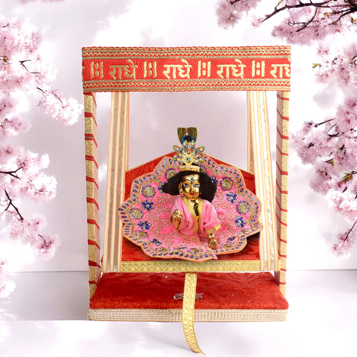 Radhe Radhe Printed Jhula – Blessed Wooden Swing for Laddu Gopal – India’s Largest Pooja Accessories Brand – www.satvikstore.in