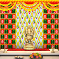 Beautiful printed flower design backdrop cloth in vibrant colors, perfect for pooja decoration, festive settings, and spiritual celebrations.India’s Largest Pooja Accessories Brand – www.satvikstore.in 