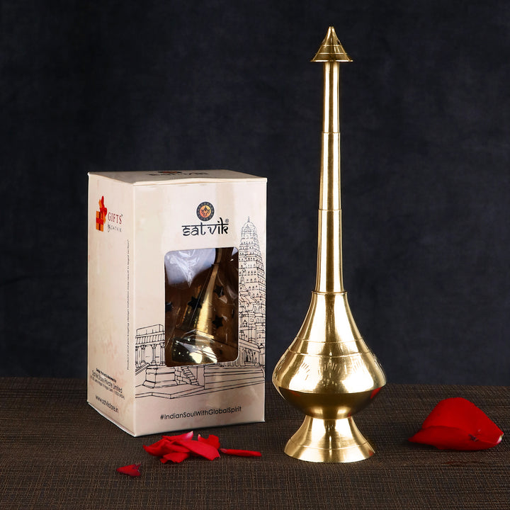 Gulab Pash (Holy Water Sprinkler), traditionally crafted vessel used for sprinkling rose water or holy water during pooja, havan, and spiritual rituals. 
India’s Largest Pooja Accessories Brand – www.satvikstore.in 